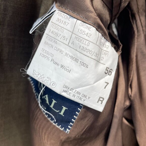 Canali Super 120s Wool Suit Mens 56R Brown 35x29 Pleated Pants 2-Piece - Picture 9 of 16